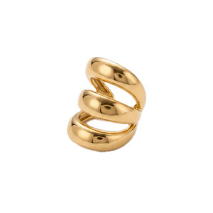 Triple Wrap 14K Gold Huggie Hoop Ear Cuff (one size)