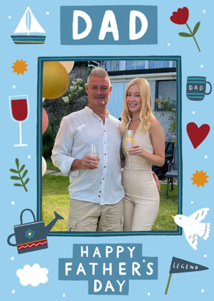 Illustrated Father's Day Icons Photo Upload Dad Card