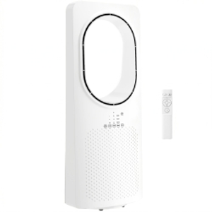 HOMCOM Bladeless Tower Fan for Bedroom, 36dB Standing Cooling Fan with Oscillating, 3 Speeds, 3 Modes, 15H Timer, White