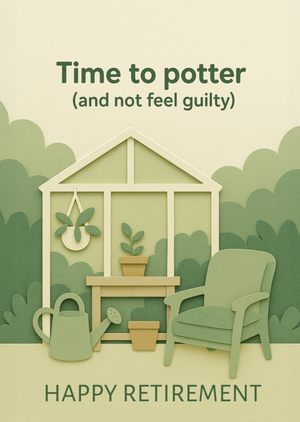 Time To Potter Paper Cut Garden Happy Retirement Card