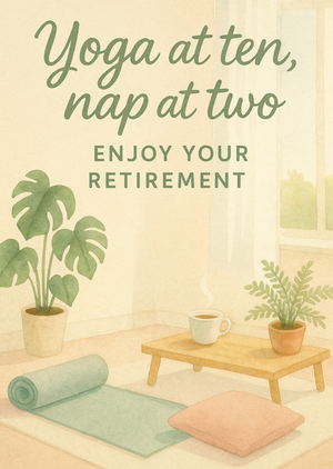Yoga At Ten Nap At Two Watercolour Yoga Mat Retirement Card