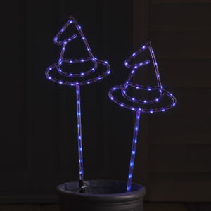 2 Witches Hat LED Outdoor Halloween Stake Lights