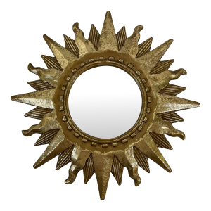 Vintage Mid Century Modern Gilded 12.5" Sunburst Wall Accent Mirror