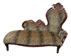 Antique Victorian Refurnished Leopard Print Chaise Lounge