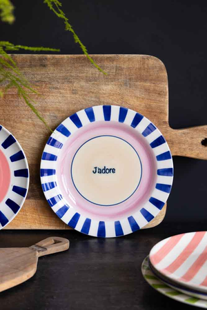 Blue & Pink J’adore Ceramic Serving Plate