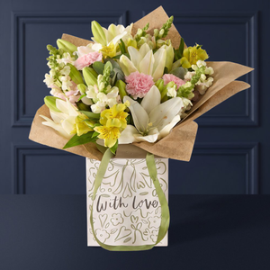 Cream Lily and Pink Antirrhinum Gift Bag