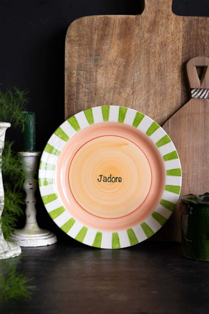 Green & Pink J’adore Ceramic Serving Plate