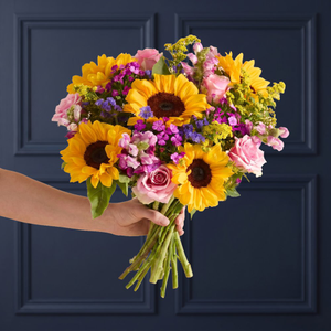 Sunflower and Pink Rose Bouquet