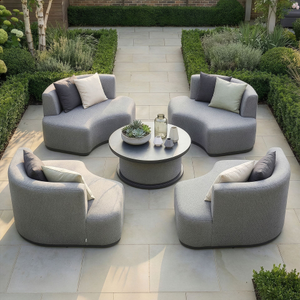 Maze - Outdoor Fabric Snug Lifestyle Suite with Rising Table - Zinc Grey