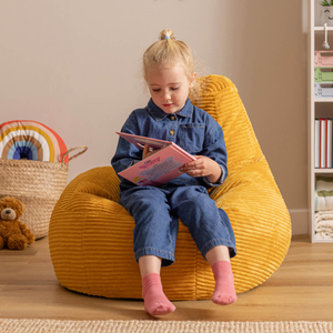 Kids Dalton Cord High Back Bean Bag - Ochre Yellow