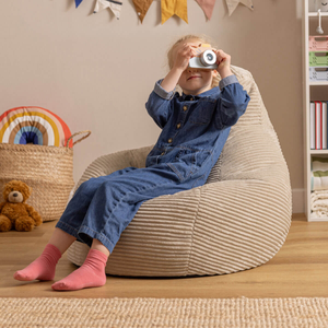 Kids Dalton Cord High Back Bean Bag - Natural