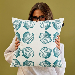 Small Sea Shell Print Indoor-Outdoor Cushion - Cream