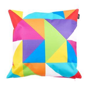 Geometric Print Indoor-Outdoor Cushion - Technicolour