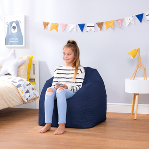 Teen Classic Bean Bag Chair, Indoor & Outdoor - Navy Blue