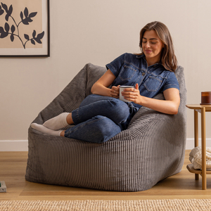 Natalia Cord Armchair Bean Bag - Charcoal Grey