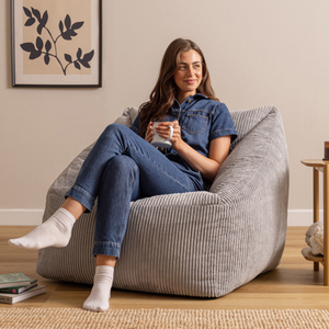 Natalia Cord Armchair Bean Bag - Grey