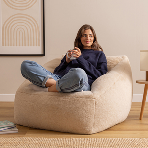 Natalia Faux Luxe Fur Armchair Bean Bag - Natural