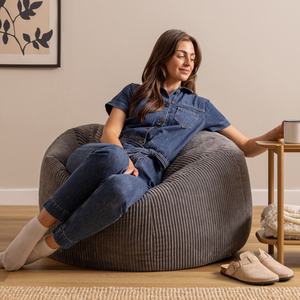 Kingston Corduroy XL Classic Bean Bag - Charcoal Grey
