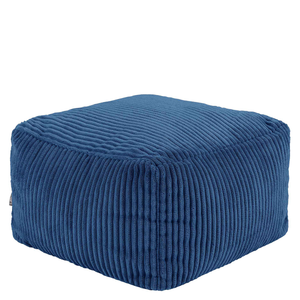 Amara Corduroy Square Footstool - Denim Blue