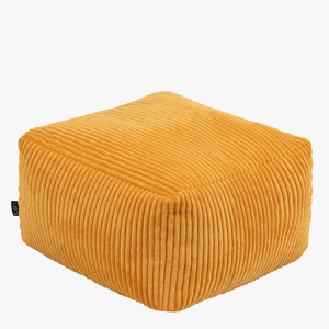 Amara Corduroy Square Footstool - Ochre Yellow
