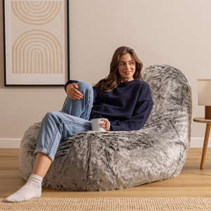 Faux Fur Dream Lounger Bean Bag - Grey