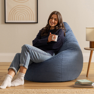 Dalton Cord High Back Bean Bag Recliner - Denim Blue