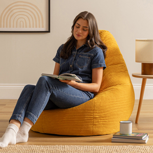 Dalton Cord High Back Bean Bag Recliner - Ochre Yellow