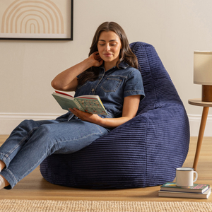Dalton Cord High Back Bean Bag Recliner - Navy Blue
