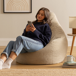 Dalton Cord High Back Bean Bag Recliner - Natural