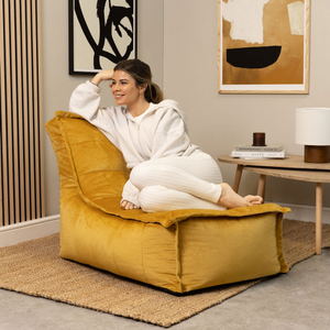 Dolce Velvet Lounger Bean Bag - Ochre Yellow