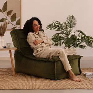 Dolce Velvet Lounger Bean Bag - Olive