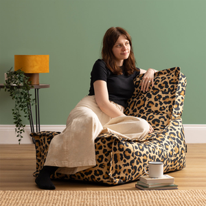 Dolce Leopard Print Woven Lounger Chair Bean Bag
