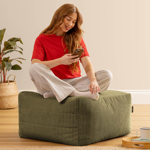 Noa Modular Bean Bag Footstool - Jumbo Cord - Sage Green