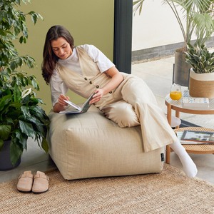Noa Modular Bean Bag Footstool - Outdoor Woven - Natural