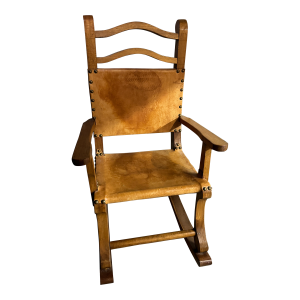 1990s Vintage Mexican Leather Rocking Chair