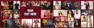 Personalised Party Banner - Burgundy Photo Collage - 32 Photos