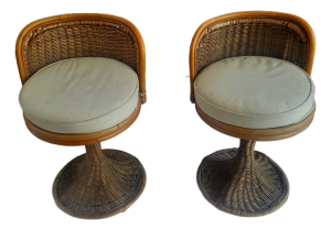 Rattan Wicker Swivel Vanity Stool