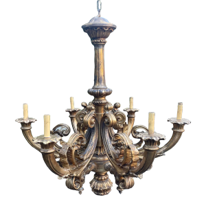Early 20th Century Baroque Giltwood Chandelier
