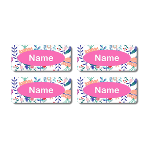 Happy Flowers Rectangle Name Labels