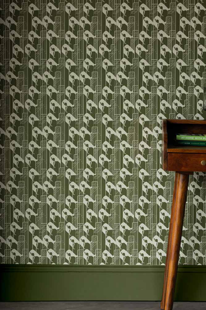 Rockett St George Margot In Manhattan Olive Green Wallpaper