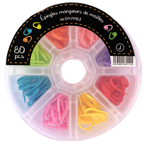 Boite de 80 anneaux marqueurs de maille ouverts - Assortiment couleurs