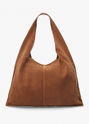 Maive Tan Suede Slouchy Shoulder Bag