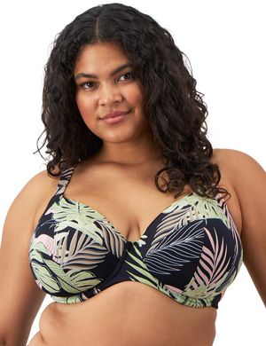 Elomi Tropical Retreat Plunge Bikini Top - Black