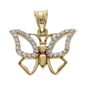 Pre-Owned 14ct Yellow Gold Cubic Zirconia Set Butterfly Pendant