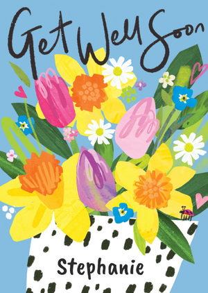 Get Well Soon Hand-Painted Floral Bouquet Card