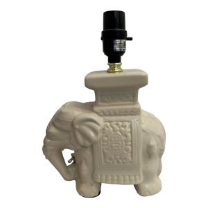 Early 21st Century White Ceramic Elephant Lamp