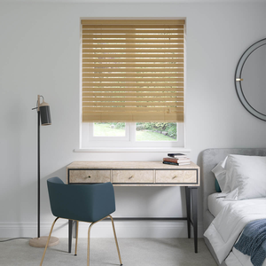 Savanna Oak Brown Faux Wooden Blinds 50mm: 1642mm x 1020mm Recess