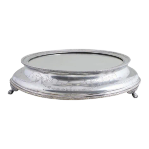Antique English Silver Plate Circular Shape Mirrored Plateau