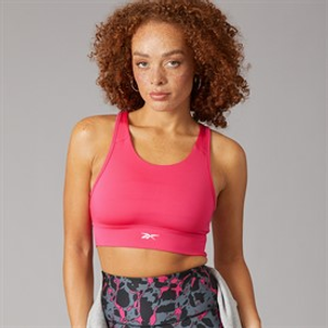 Reebok Womens ID Train High Support Sports Bra Top Bold Pink