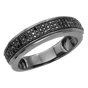 Thin 10K Gold Black Diamond Wedding Band 0.28ct